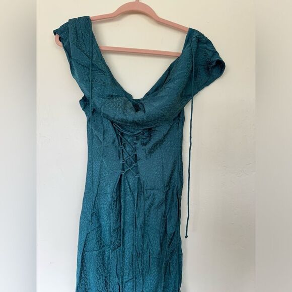 Anthropologie Maeve Cowl Neck Slip Midi Dress Size M Satin - Picture 6 of 7